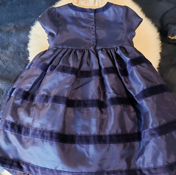 NWT Gymboree 3T Blue Satin Velvet Easter Dress - Picture 4 of 7